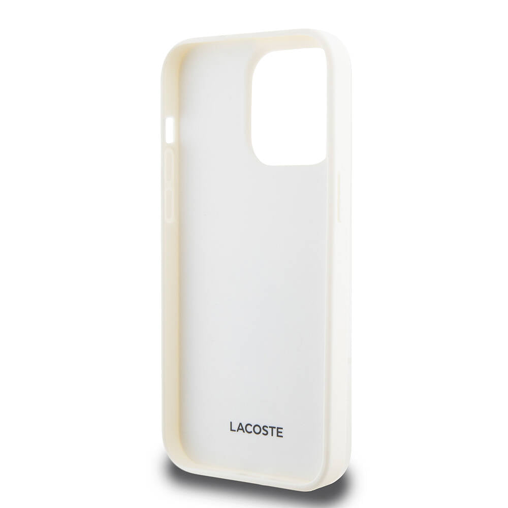 Apple iPhone 15 Pro Kılıf Lacoste Orjinal Lisanslı M-safe Şarj Özellikli PU Deri Görünümlü Kartlıklı Karışık Monogram Desenli Kapak