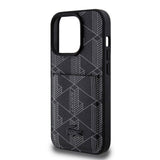 Apple iPhone 15 Pro Kılıf Lacoste Orjinal Lisanslı M-safe Şarj Özellikli PU Deri Görünümlü Kartlıklı Karışık Monogram Desenli Kapak