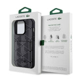 Apple iPhone 15 Pro Kılıf Lacoste Orjinal Lisanslı M-safe Şarj Özellikli PU Deri Görünümlü Kartlıklı Karışık Monogram Desenli Kapak