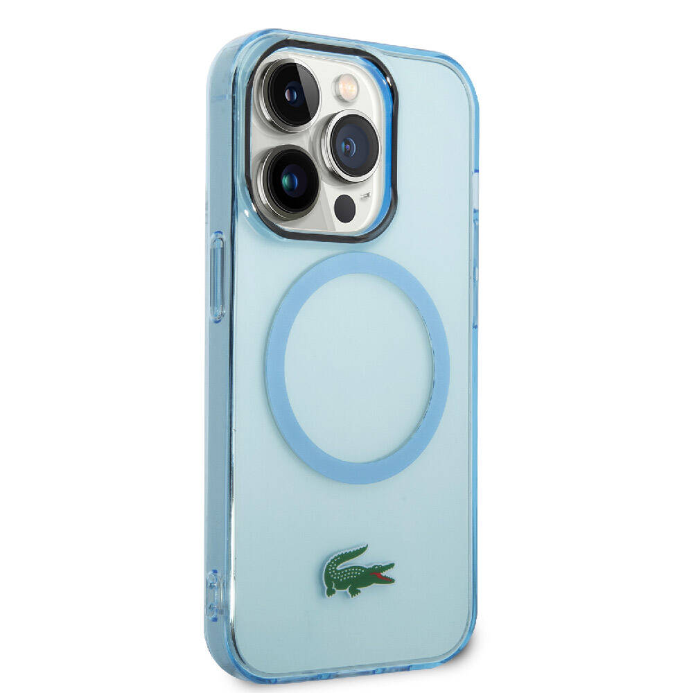 Apple iPhone 15 Pro Kılıf Lacoste Orjinal Lisanslı M-safe Şarj Özellikli Transparan Timsah Logo Baskılı Kapak