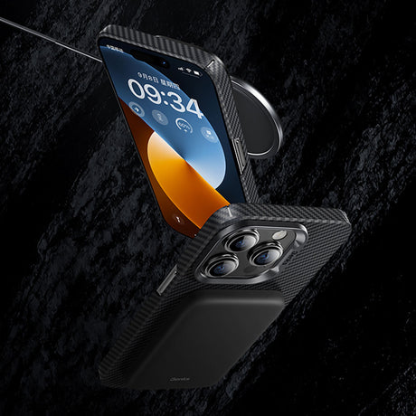 Apple iPhone 15 Pro Kılıf M-safe Özellikli Karbon Fiber Benks Essential ArmorAir 600D Kevlar Kapak