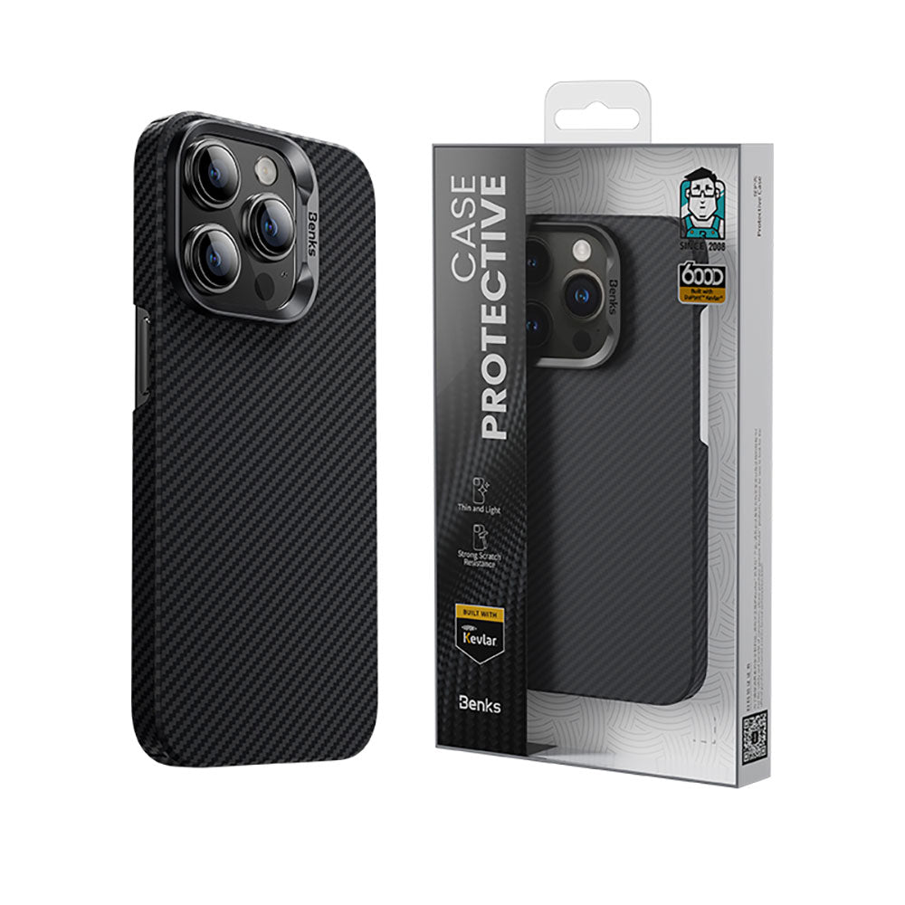 Apple iPhone 15 Pro Kılıf M-safe Özellikli Karbon Fiber Benks Essential ArmorAir 600D Kevlar Kapak