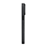Apple iPhone 15 Pro Kılıf M-safe Şarj Özellikli 1500D Aramid Fiber Pitaka Military-Grade Classic Serisi Black-Grey Twill Kapak