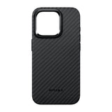 Apple iPhone 15 Pro Kılıf M-safe Şarj Özellikli 1500D Aramid Fiber Pitaka Military-Grade Classic Serisi Black-Grey Twill Kapak