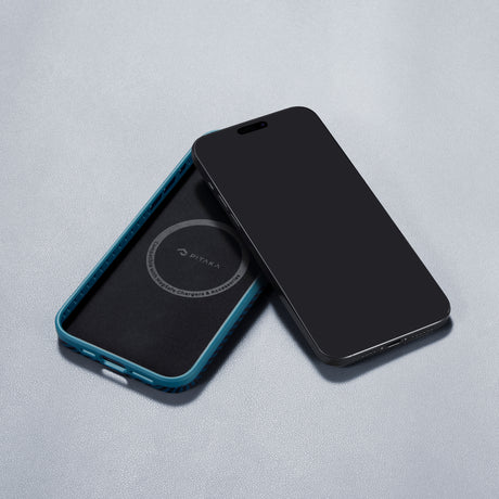 Apple iPhone 15 Pro Kılıf M-safe Şarj Özellikli 1500D Aramid Fiber Pitaka Military-Grade Classic Serisi Black-Grey Twill Kapak