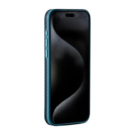 Apple iPhone 15 Pro Kılıf M-safe Şarj Özellikli 1500D Aramid Fiber Pitaka Military-Grade Classic Serisi Black-Grey Twill Kapak