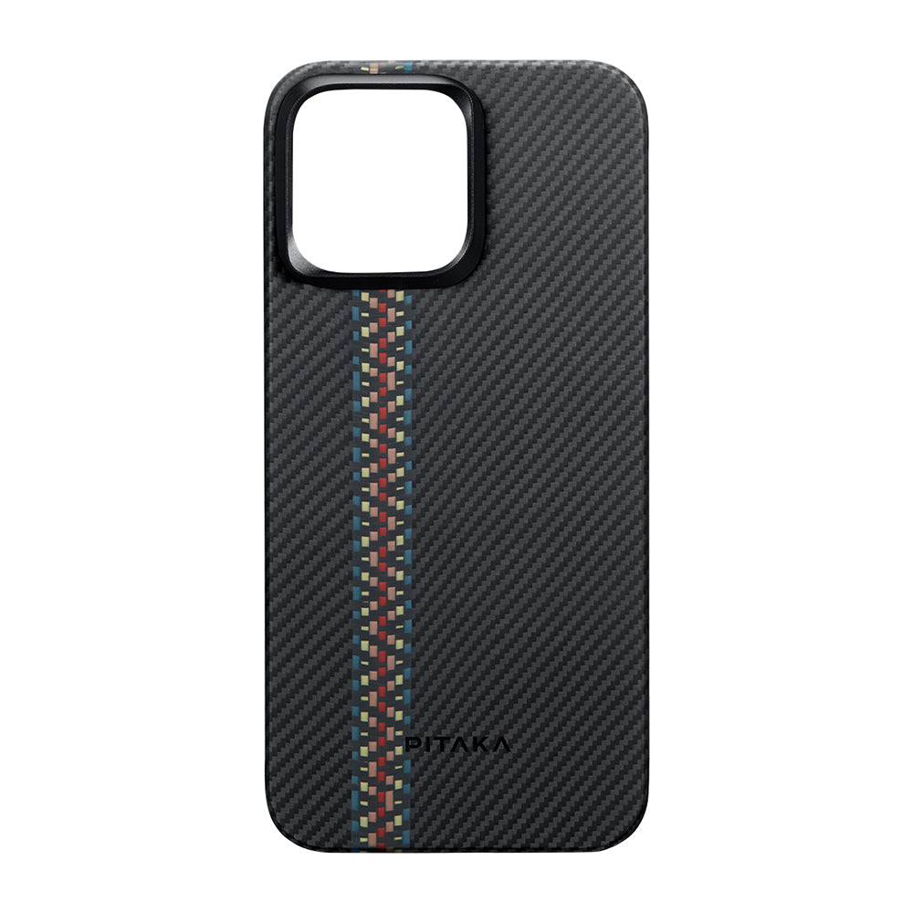 Apple iPhone 15 Pro Kılıf M-safe Şarj Özellikli 600D Aramid Fiber Pitaka Tactile Woven Orchestra Serisi Rhapsody Kapak