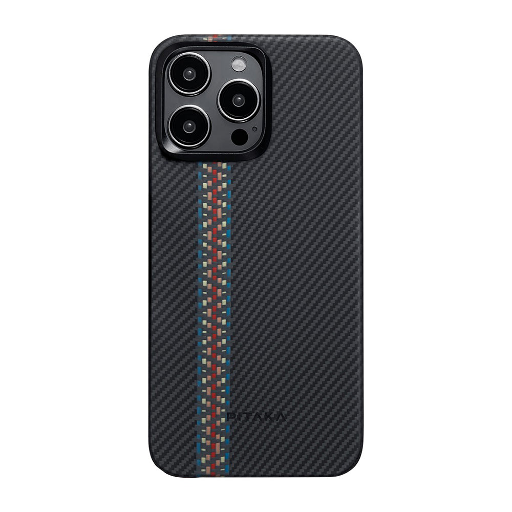 Apple iPhone 15 Pro Kılıf M-safe Şarj Özellikli 600D Aramid Fiber Pitaka Tactile Woven Orchestra Serisi Rhapsody Kapak