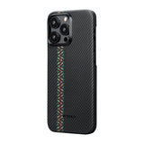 Apple iPhone 15 Pro Kılıf M-safe Şarj Özellikli 600D Aramid Fiber Pitaka Tactile Woven Orchestra Serisi Rhapsody Kapak