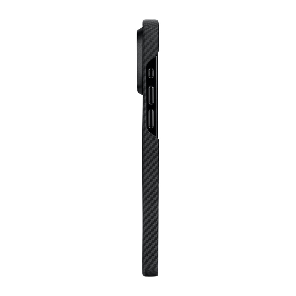 Apple iPhone 15 Pro Kılıf M-safe Şarj Özellikli 600D Aramid Fiber Pitaka Ultra-Slim Classic Serisi Black-Grey Twill Kapak