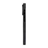 Apple iPhone 15 Pro Kılıf M-safe Şarj Özellikli 600D Aramid Fiber Pitaka Ultra-Slim Classic Serisi Black-Grey Twill Kapak
