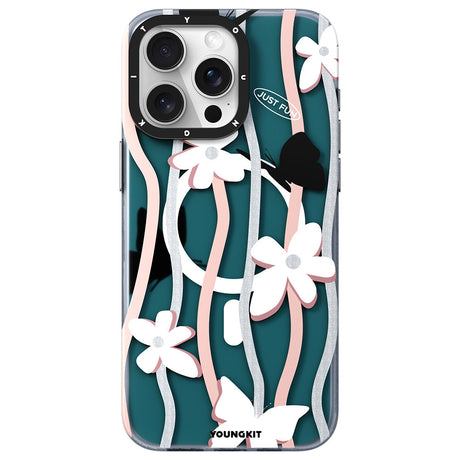 Apple iPhone 15 Pro Kılıf M-safe Şarj Özellikli Airbagli Çift Katmanlı Youngkit Star&Butterfly Serisi Kapak