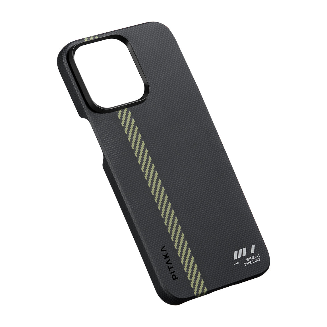 Apple iPhone 15 Pro Kılıf M-safe Şarj Özellikli Aramid Fiber Pitaka Tactile Woven Break The Line Kapak