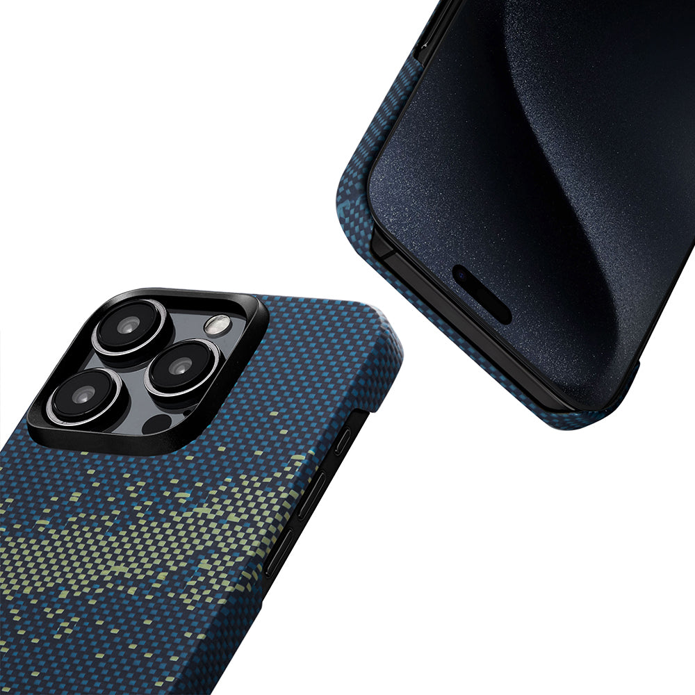 Apple iPhone 15 Pro Kılıf M-safe Şarj Özellikli Aramid Fiber Pitaka Tactile Woven Starpeak Serisi Milky Way Galaxy Kapak