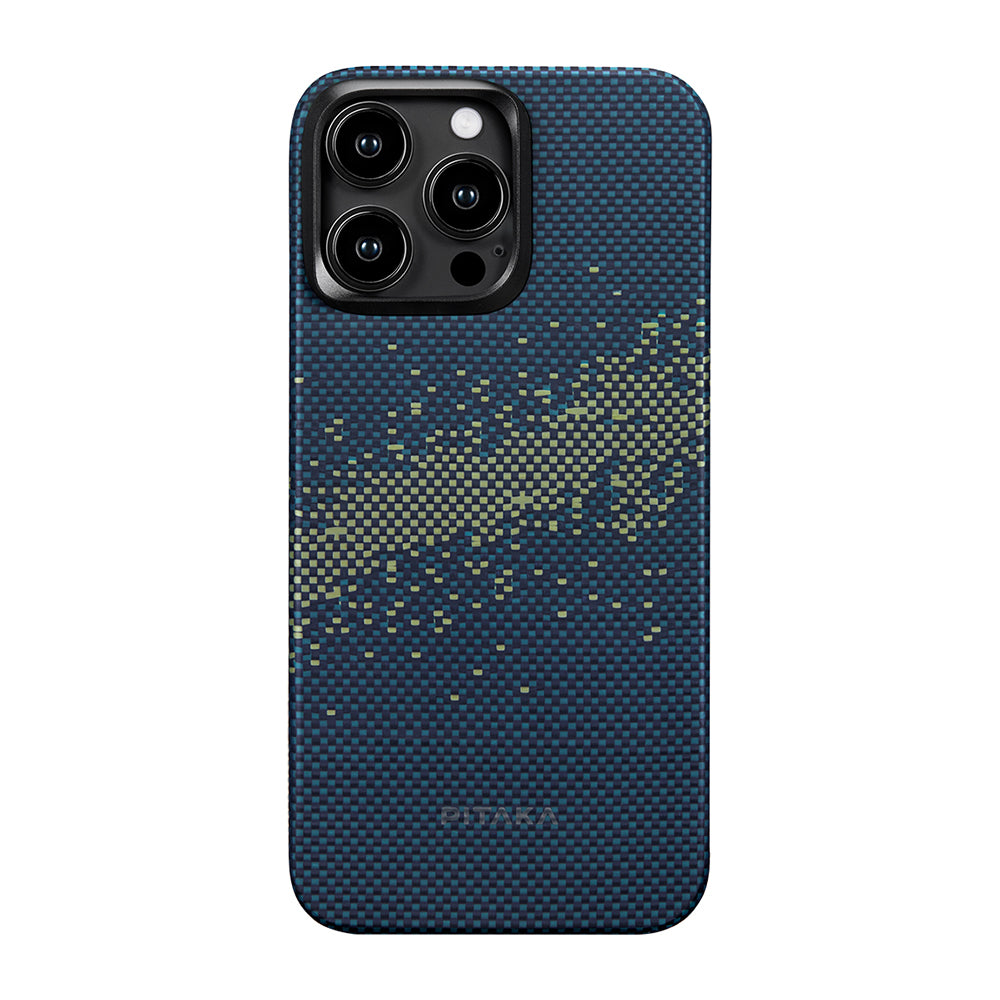 Apple iPhone 15 Pro Kılıf M-safe Şarj Özellikli Aramid Fiber Pitaka Tactile Woven Starpeak Serisi Milky Way Galaxy Kapak