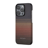 Apple iPhone 15 Pro Kılıf M-safe Şarj Özellikli Aramid Fiber Pitaka Tactile Woven Sunset-Moonrise Serisi Sunset Kapak
