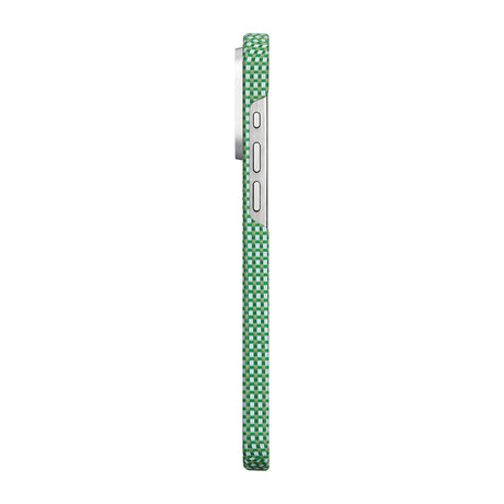 Apple iPhone 15 Pro Kılıf M-safe Şarj Özellikli Awa Tasarımlı 1500D Aramid Fiber Pitaka Ultra-Slim Classic Serisi Forest Kapak