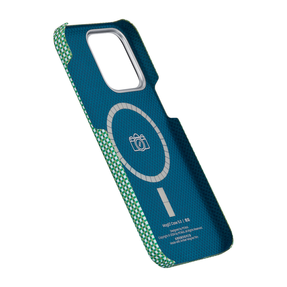 Apple iPhone 15 Pro Kılıf M-safe Şarj Özellikli Awa Tasarımlı 1500D Aramid Fiber Pitaka Ultra-Slim Classic Serisi Forest Kapak
