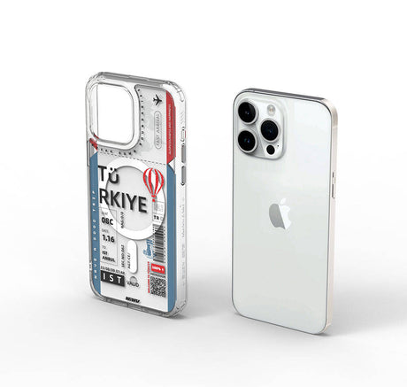 Apple iPhone 15 Pro Kılıf M-safe Şarj Özellikli Bilet Desenli Wiwu Turkey B Serisi Kapak