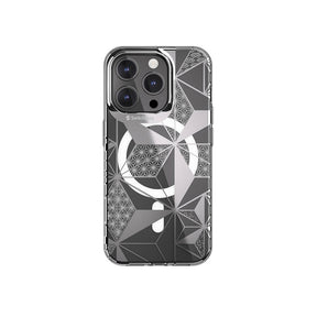 Apple iPhone 15 Pro Kılıf M-safe Şarj Özellikli Çift IMD Baskılı Lisanslı Switcheasy Artist-M Asanoha Kapak