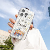 Apple iPhone 15 Pro Kılıf M-safe Şarj Özellikli Çizim Desenli Şok Önleyicili Şeffaf Lisanslı Switcheasy City-M Taipei Kapak