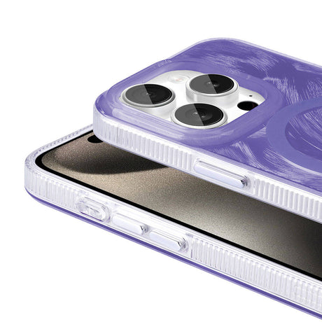 Apple iPhone 15 Pro Kılıf M-safe Şarj Özellikli Fırça Boya Desenli Zore Palet Kapak