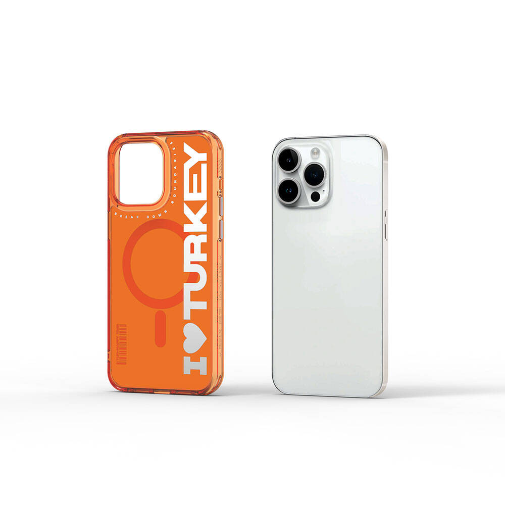 Apple iPhone 15 Pro Kılıf M-safe Şarj Özellikli I Love Turkey Yazı Desenli Wiwu Turkey E Serisi Kapak