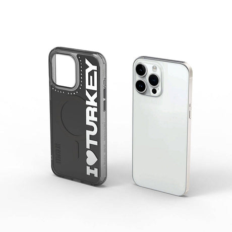 Apple iPhone 15 Pro Kılıf M-safe Şarj Özellikli I Love Turkey Yazı Desenli Wiwu Turkey E Serisi Kapak