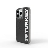 Apple iPhone 15 Pro Kılıf M-safe Şarj Özellikli I Love Turkey Yazı Desenli Wiwu Turkey E Serisi Kapak