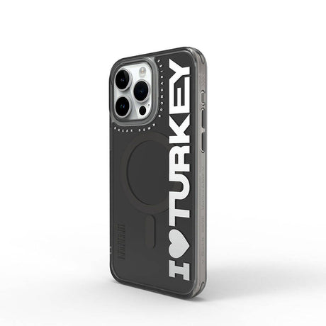 Apple iPhone 15 Pro Kılıf M-safe Şarj Özellikli I Love Turkey Yazı Desenli Wiwu Turkey E Serisi Kapak