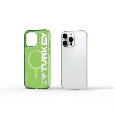 Apple iPhone 15 Pro Kılıf M-safe Şarj Özellikli I Love Turkey Yazı Desenli Wiwu Turkey E Serisi Kapak