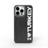 Apple iPhone 15 Pro Kılıf M-safe Şarj Özellikli I Love Turkey Yazı Desenli Wiwu Turkey E Serisi Kapak