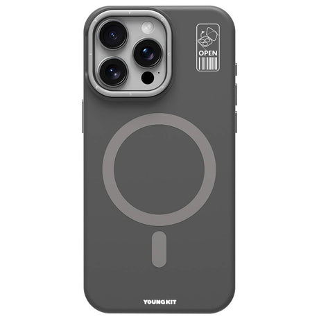 Apple iPhone 15 Pro Kılıf M-safe Şarj Özellikli Kamera Standlı Youngkit Bitty Cream Kapak