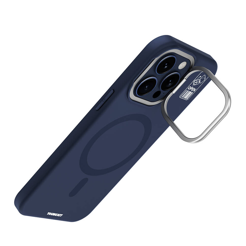 Apple iPhone 15 Pro Kılıf M-safe Şarj Özellikli Kamera Standlı Youngkit Bitty Cream Kapak