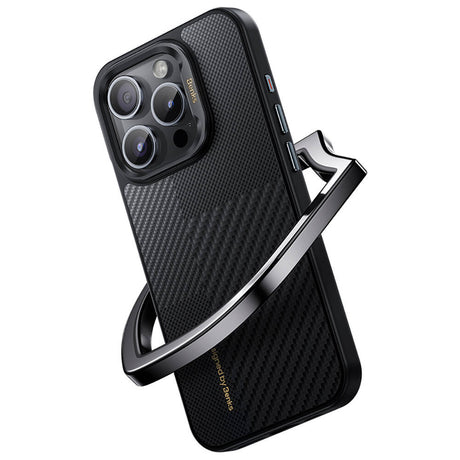 Apple iPhone 15 Pro Kılıf M-safe Şarj Özellikli Karbon Fiber Benks Montage Hybrid ArmorPro Kevlar Kapak