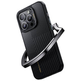 Apple iPhone 15 Pro Kılıf M-safe Şarj Özellikli Karbon Fiber Benks Montage Hybrid ArmorPro Kevlar Kapak