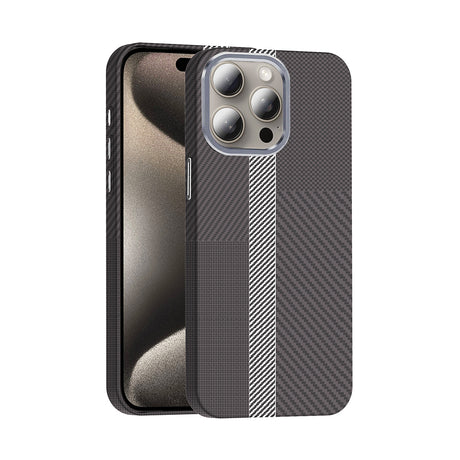 Apple iPhone 15 Pro Kılıf M-safe Şarj Özellikli Karbon Fiber Görünümlü Zore Gros Kapak