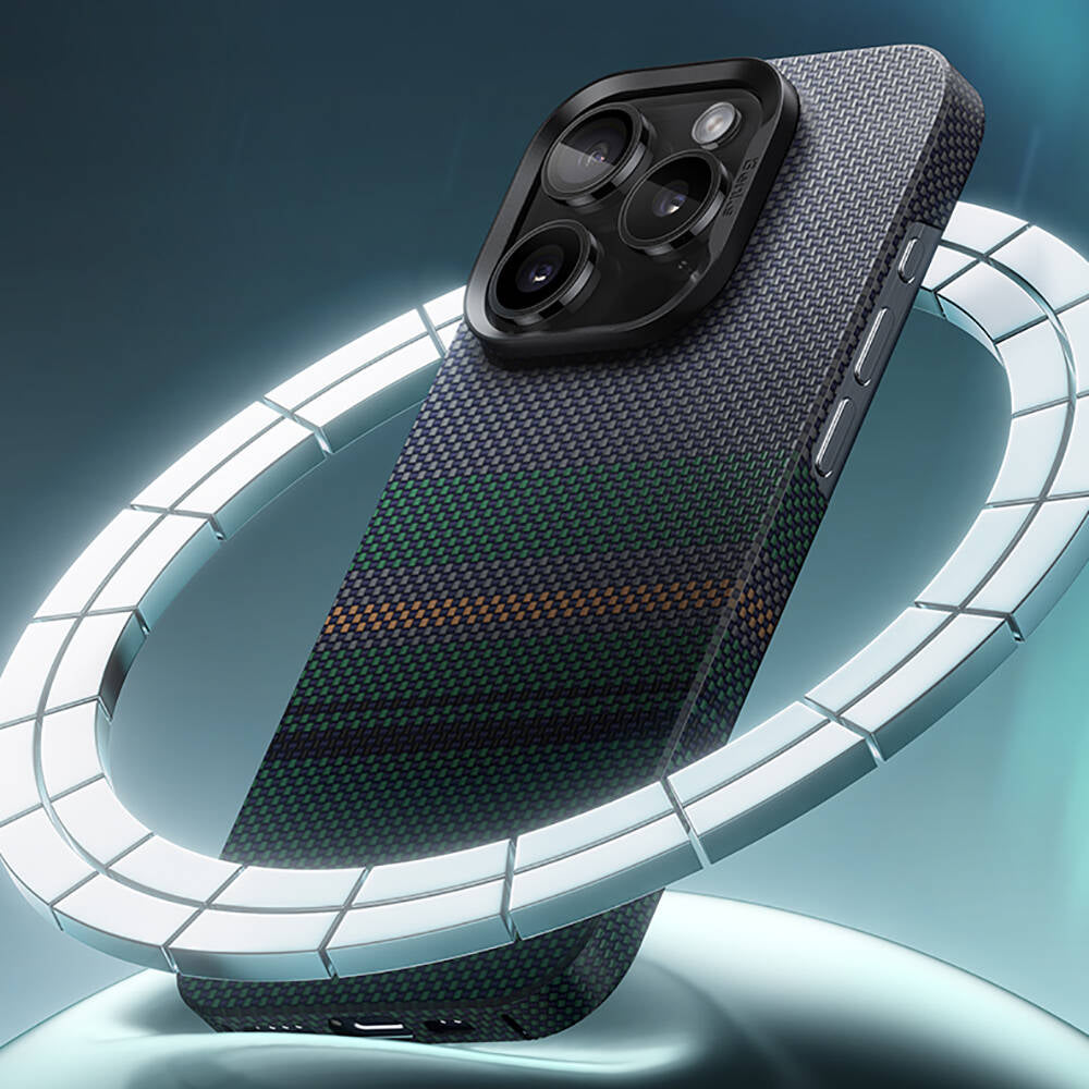 Apple iPhone 15 Pro Kılıf M-safe Şarj Özellikli Karbon Fiber Tasarımlı Benks Aurora ArmorAir Kevlar Kapak