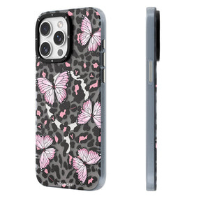 Apple iPhone 15 Pro Kılıf M-safe Şarj Özellikli Kelebek Desenli Youngkit Shadow Dance Serisi Kapak