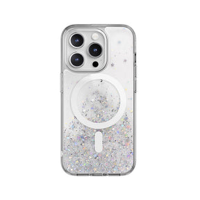 Apple iPhone 15 Pro Kılıf M-safe Şarj Özellikli Parlayan Simli Şeffaf Lisanslı Switcheasy Starfield-M Kapak