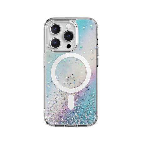 Apple iPhone 15 Pro Kılıf M-safe Şarj Özellikli Parlayan Simli Şeffaf Lisanslı Switcheasy Starfield-M Kapak