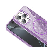 Apple iPhone 15 Pro Kılıf M-safe Şarj Özellikli Parlayan Simli Zore Okso Kapak