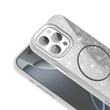 Apple iPhone 15 Pro Kılıf M-safe Şarj Özellikli Parlayan Simli Zore Okso Kapak