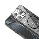 Apple iPhone 15 Pro Kılıf M-safe Şarj Özellikli Parlayan Simli Zore Okso Kapak