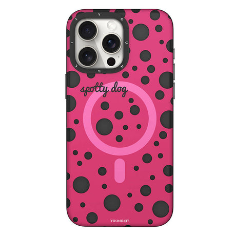 Apple iPhone 15 Pro Kılıf M-safe Şarj Özellikli Polka Dot Desenli Youngkit Spots Serisi Kapak