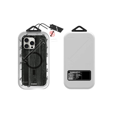 Apple iPhone 15 Pro Kılıf M-safe Şarj Özellikli Sararmaya Dayanıklı Youngkit Wood Forest Serisi Kapak