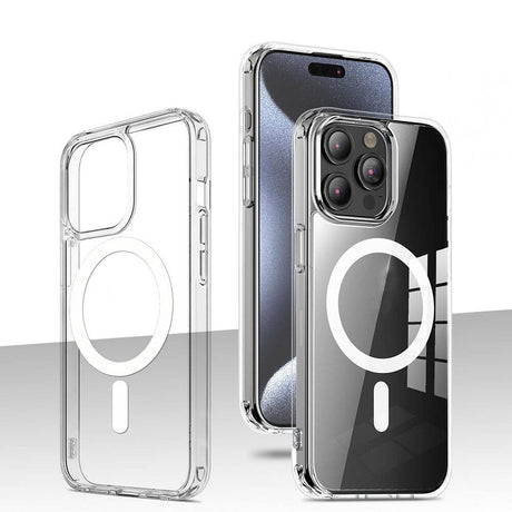 Apple iPhone 15 Pro Kılıf M-safe Şarj Özellikli Şeffaf Sert PC Zore Embos Kapak