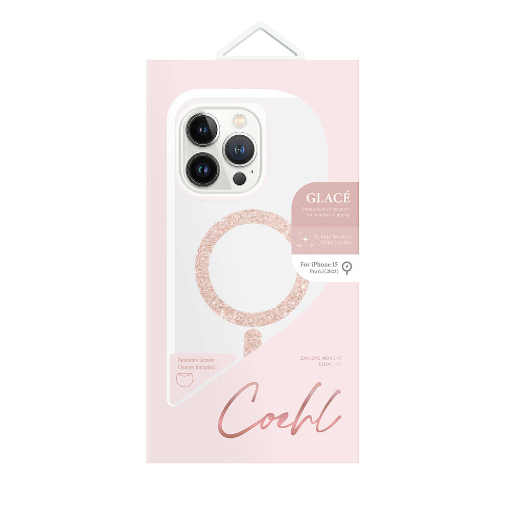 Apple iPhone 15 Pro Kılıf M-safe Şarj Özellikli Simli Magnetik Coehl Glace Kapak