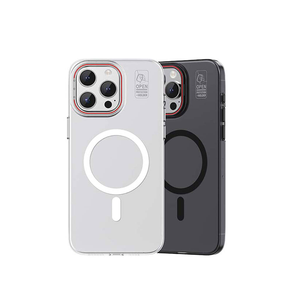 Apple iPhone 15 Pro Kılıf M-safe Şarj Özellikli Standlı Metal Kamera Çerçeveli Mat Recci Glaze Serisi Kapak