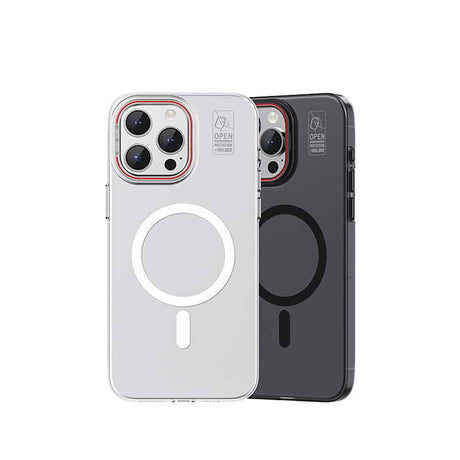 Apple iPhone 15 Pro Kılıf M-safe Şarj Özellikli Standlı Metal Kamera Çerçeveli Mat Recci Glaze Serisi Kapak